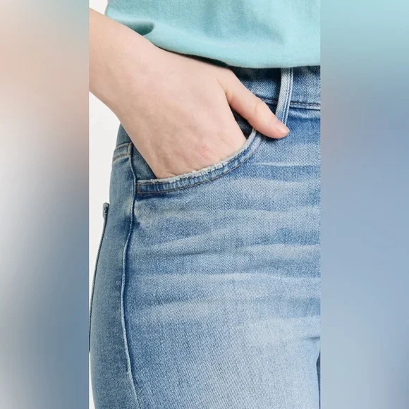 MOTHER The Hustler High Rise cropped Leg Ankle Fray Jeans Au Revoir size 32